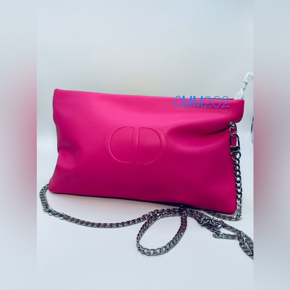 DIOR Pink & Red Crossbody Beauty Pouch on Chain